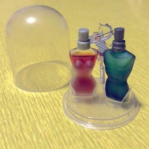 RARE Jean Paul Gaultier Miniature Male Female Torso Parfum Trembler Lucite Cupid